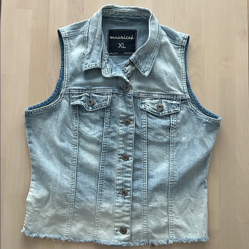 Maurices Raw Hem Denim Vest XL